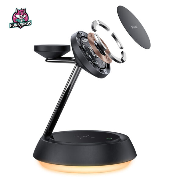 Mcdodo CH-4952 3-in-1 Magnetic Wireless Charging Stand with Night Light, Black - Image 9